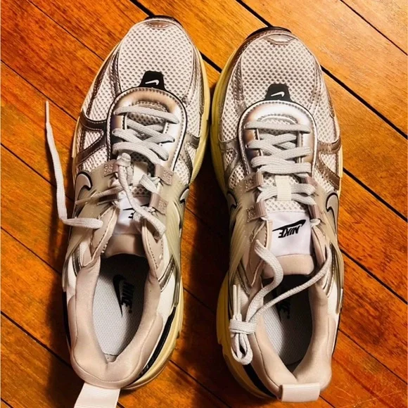 Nike Metallic Silver and Cream Chunky Runner Sneakers - Picture 2 of 4